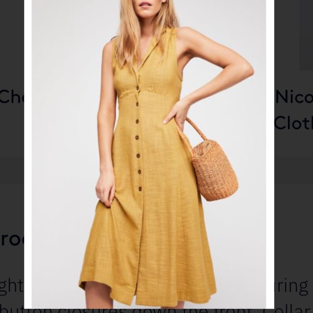Free People Yellow Isola Midi Dress